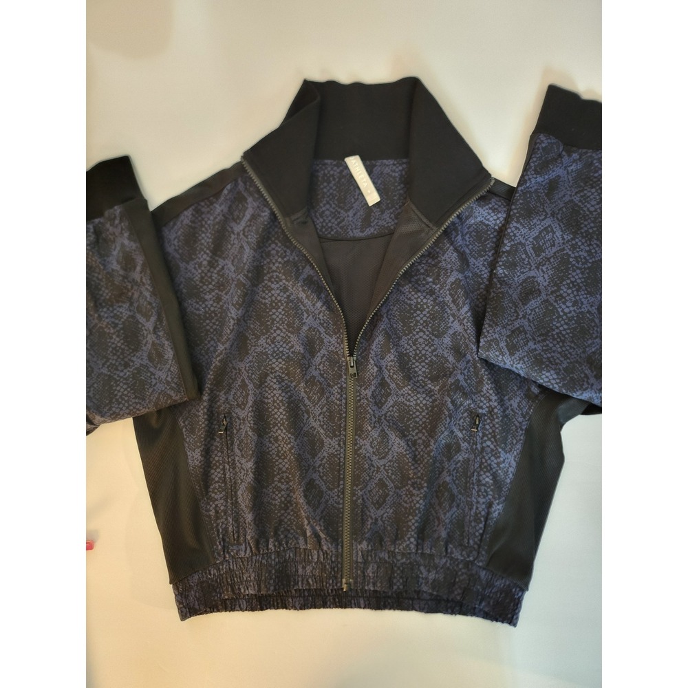 Athleta Blue Snakeskin Print Full Zip Mesh Lined Track Jacket Small S/572270-00
